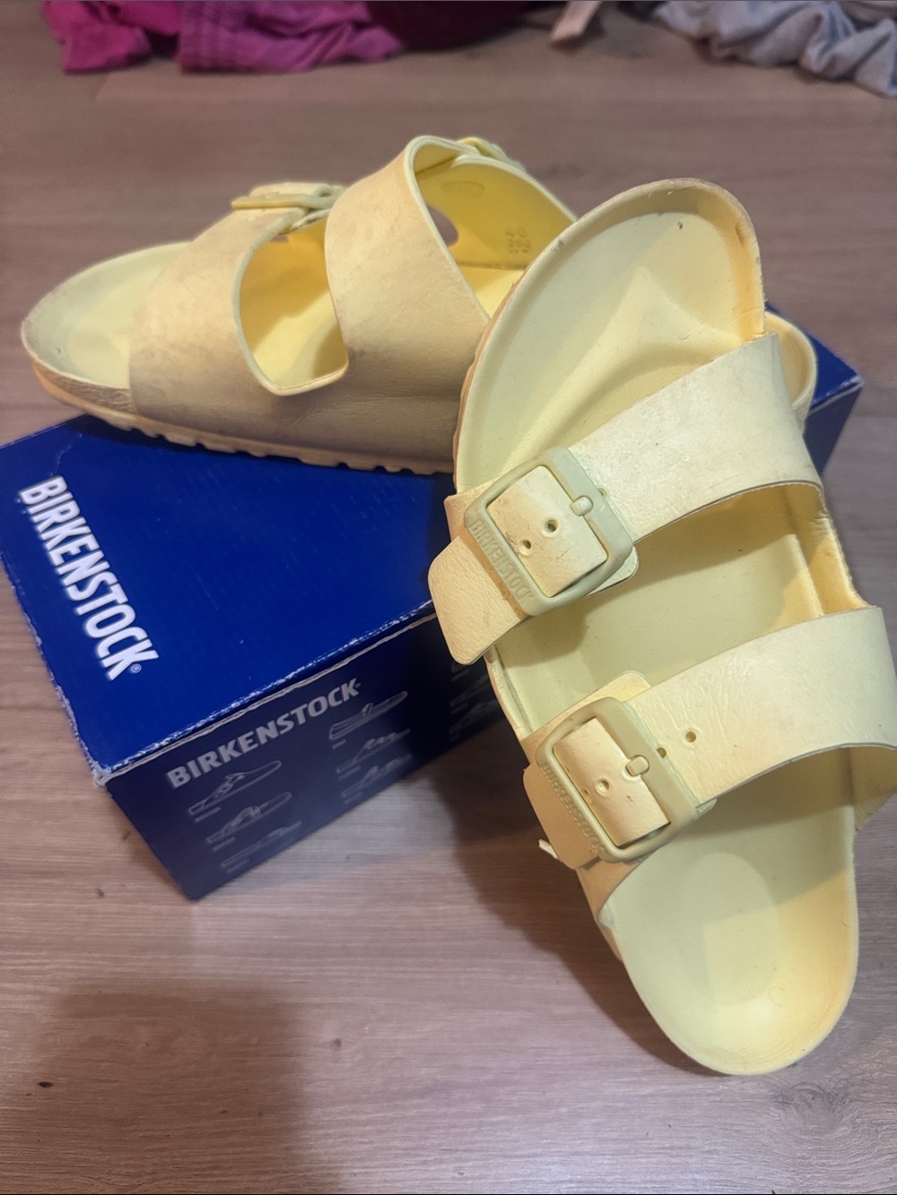 Birkenstock Yellow Two-Strap Sandals with Buckles